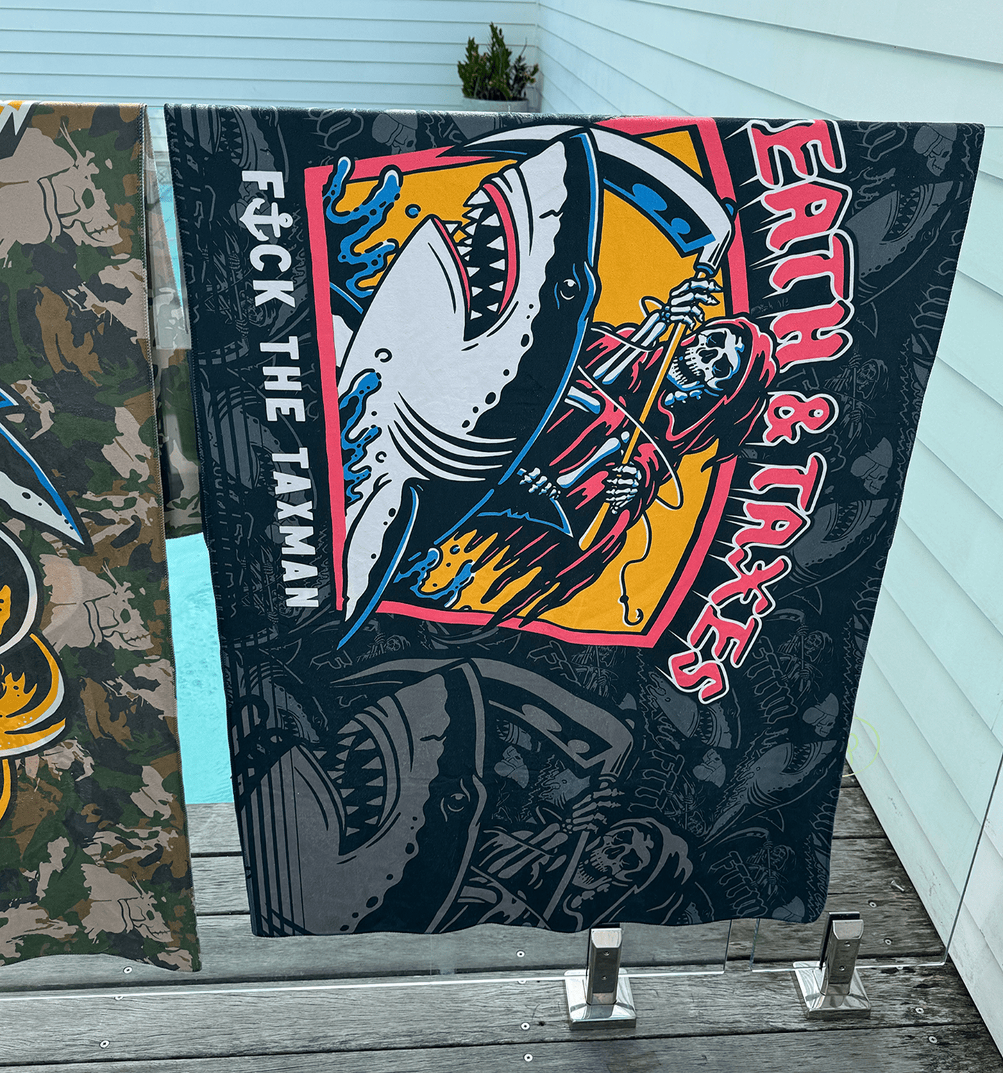 DEATH & TAXES Beach Towel
