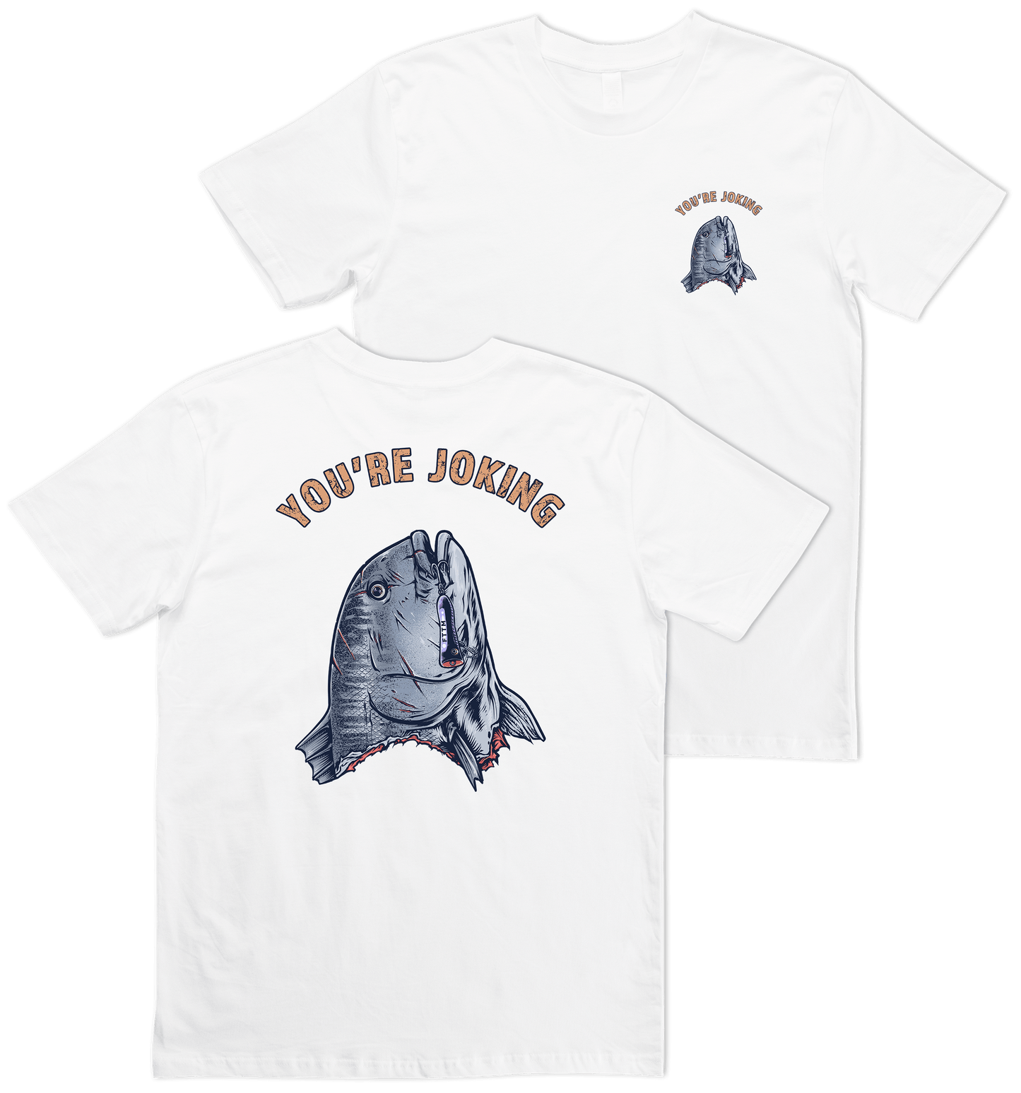Taxed GT Fishing T-Shirt White. Giant Trevally.