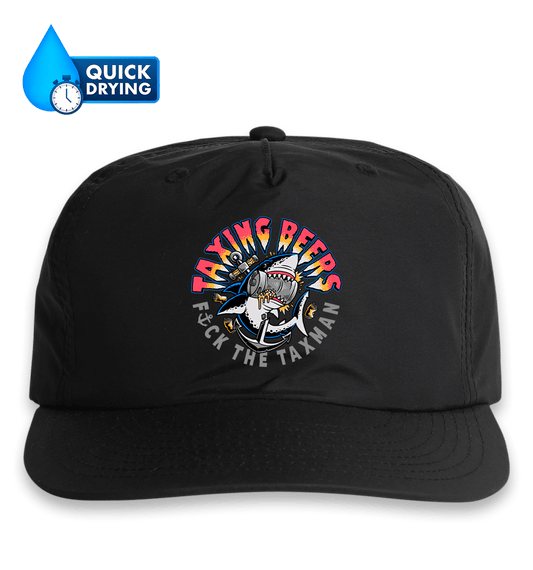 Taxing Beers Shark Surf Hat Black