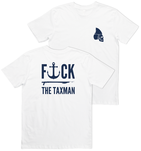 T-shirt F*ck the taxman speargun spearfishing tee white