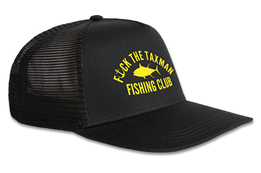 Fck The Taxman Fishing Club Trucker Hat Black