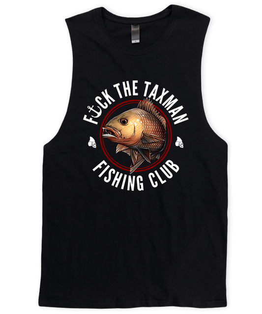 Mangrove Jack Black Singlet. Fishing Muscle Tee