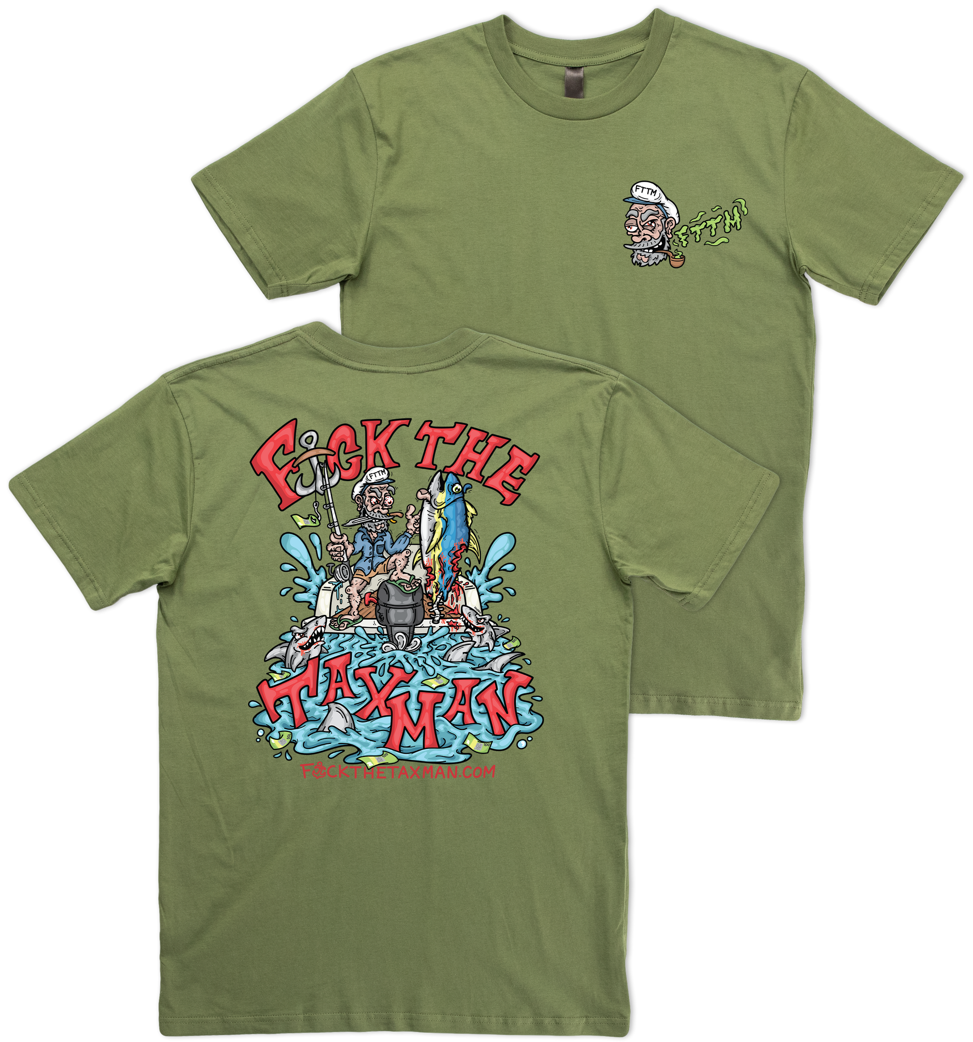 Tuna Fishing T-shirt Army Green. Taxman Fishing