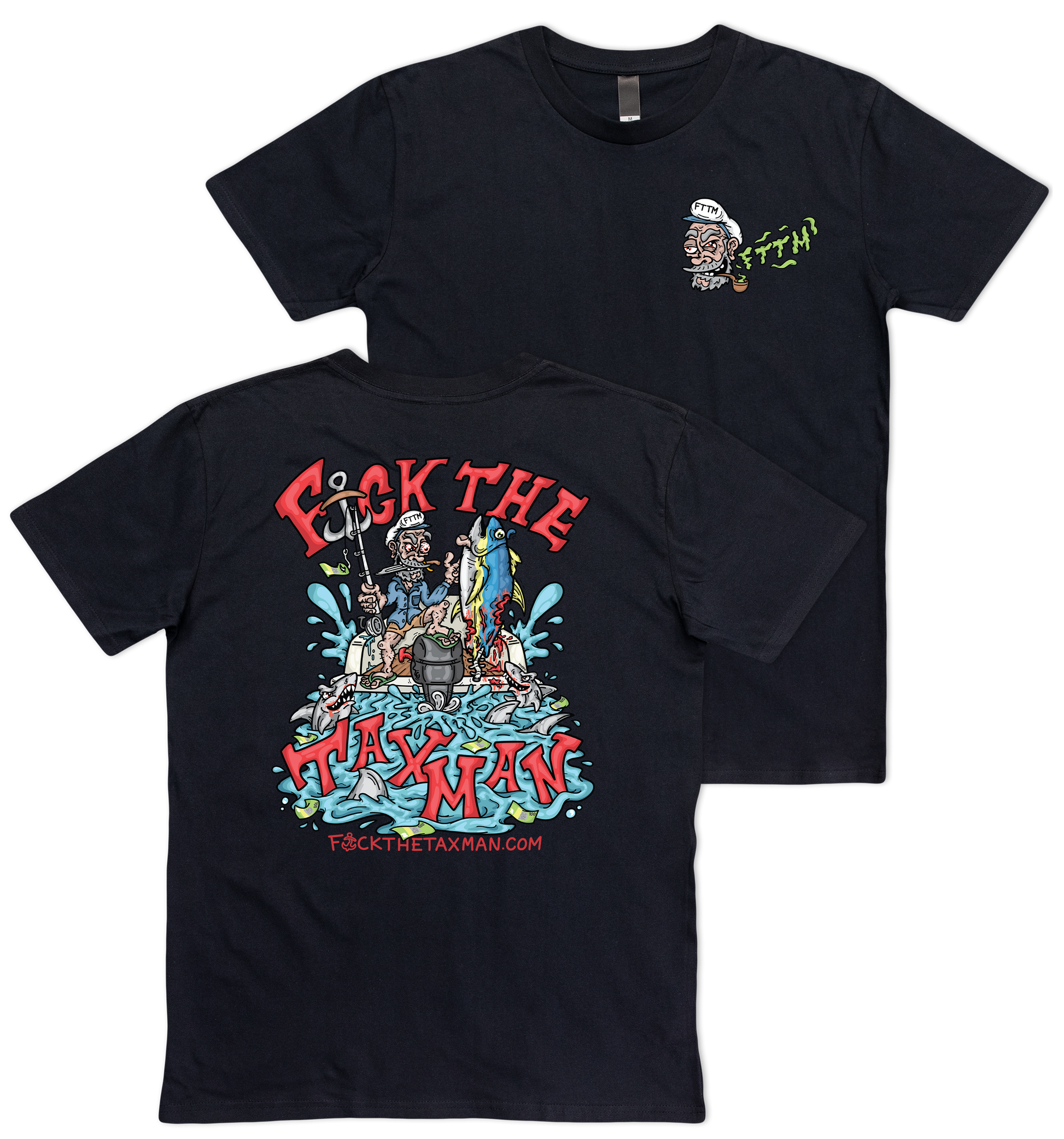 Tuna Fishing T-shirt Black. Taxman