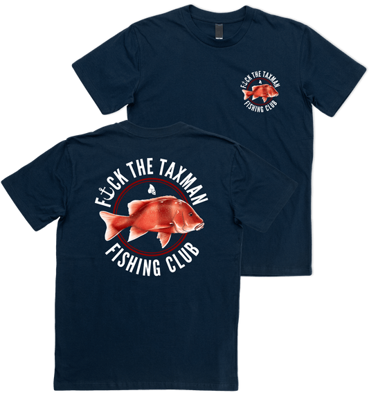 Red Emperor Navy T-Shirt. Fishing Shirt