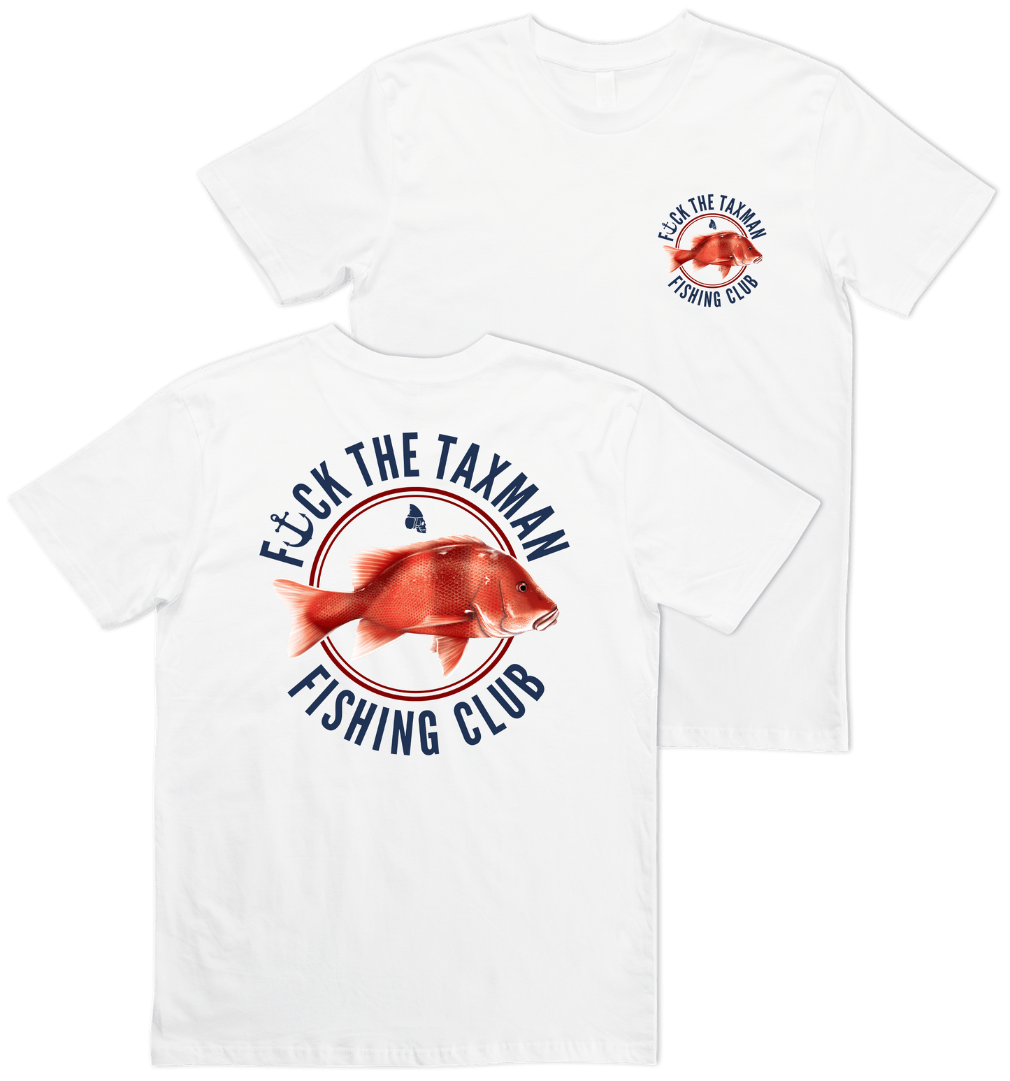 Red Emperor White T-Shirt. Fishing Shirt