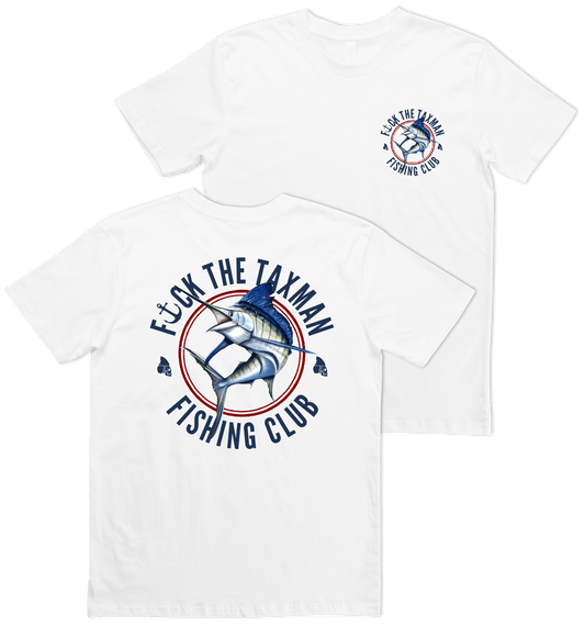 Marlin fishing T-shirt white with fish