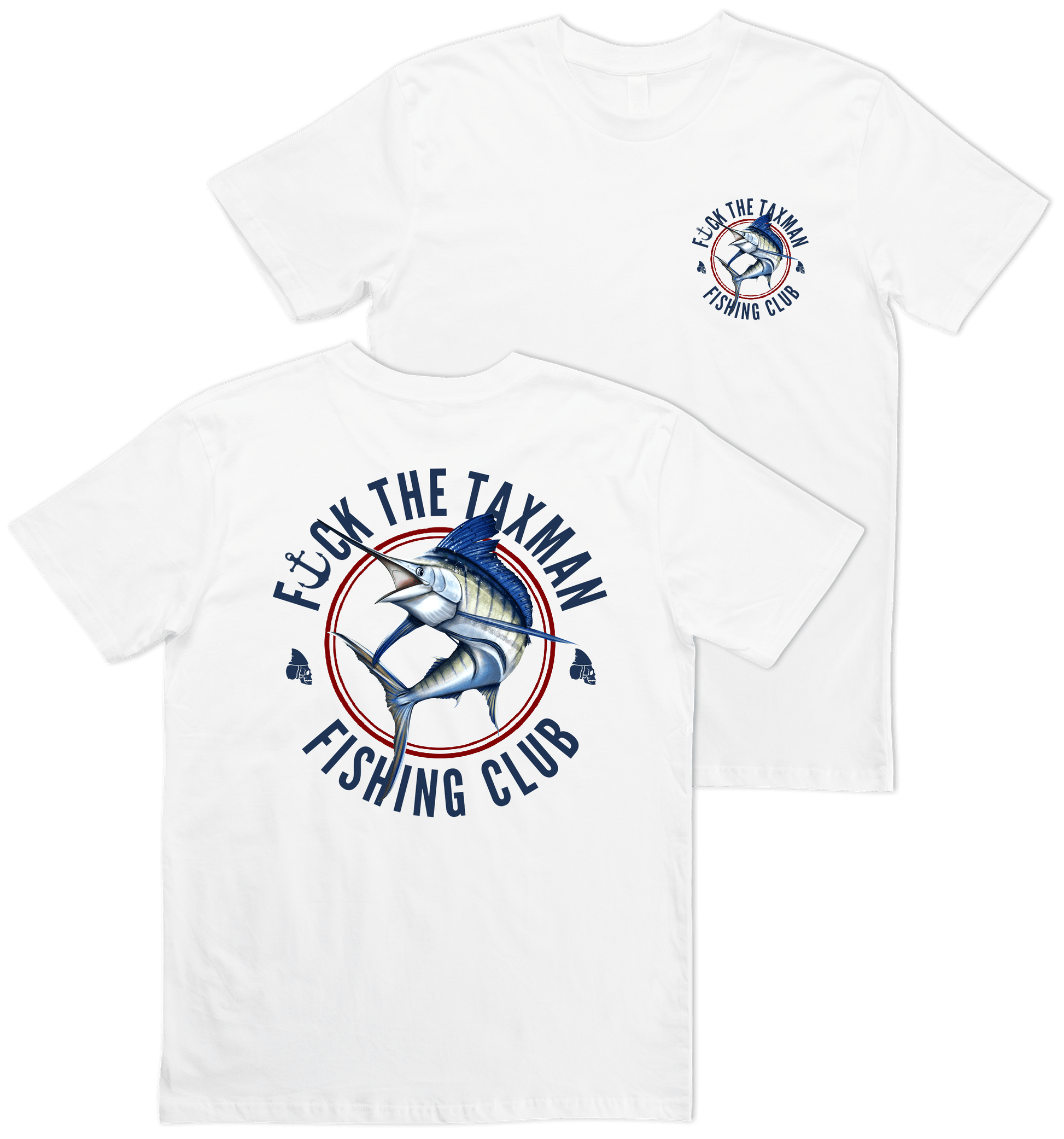 Marlin fishing T-shirt white with fish